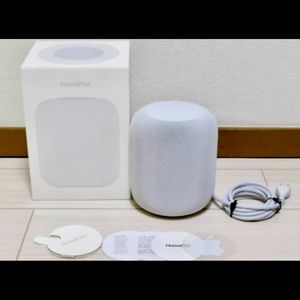 Apple HomePod Voice Enabled Smart Assistant with Box accessories.